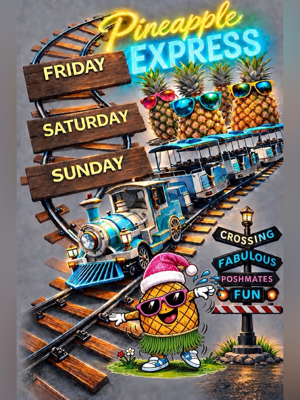 July 24, 25, 26 ~ Pineapple Express & Christmas in July w/double the trouble🍍